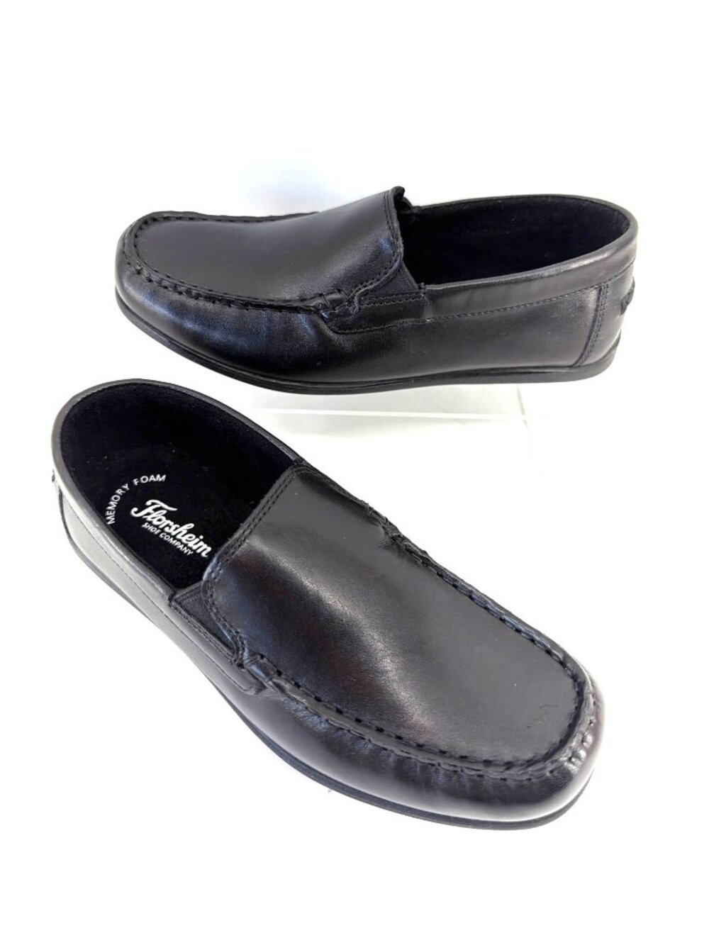 Florsheim Jasper Jr Boys Moc Toe Venetian Black Loafers Leather Shoes Sz 4.5